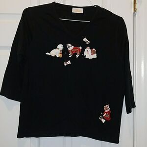 Tia Puppy Dog Holiday Christmas top Sz. L EUC